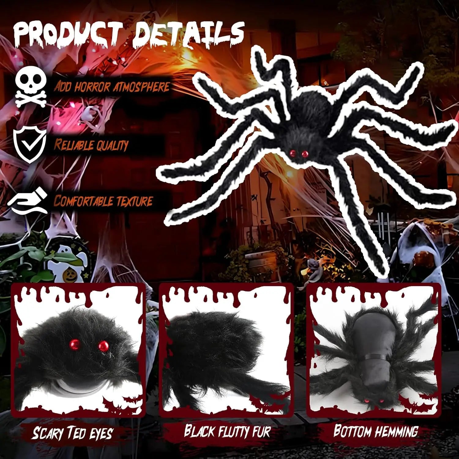 Giant Halloween Plush Spider Decoration